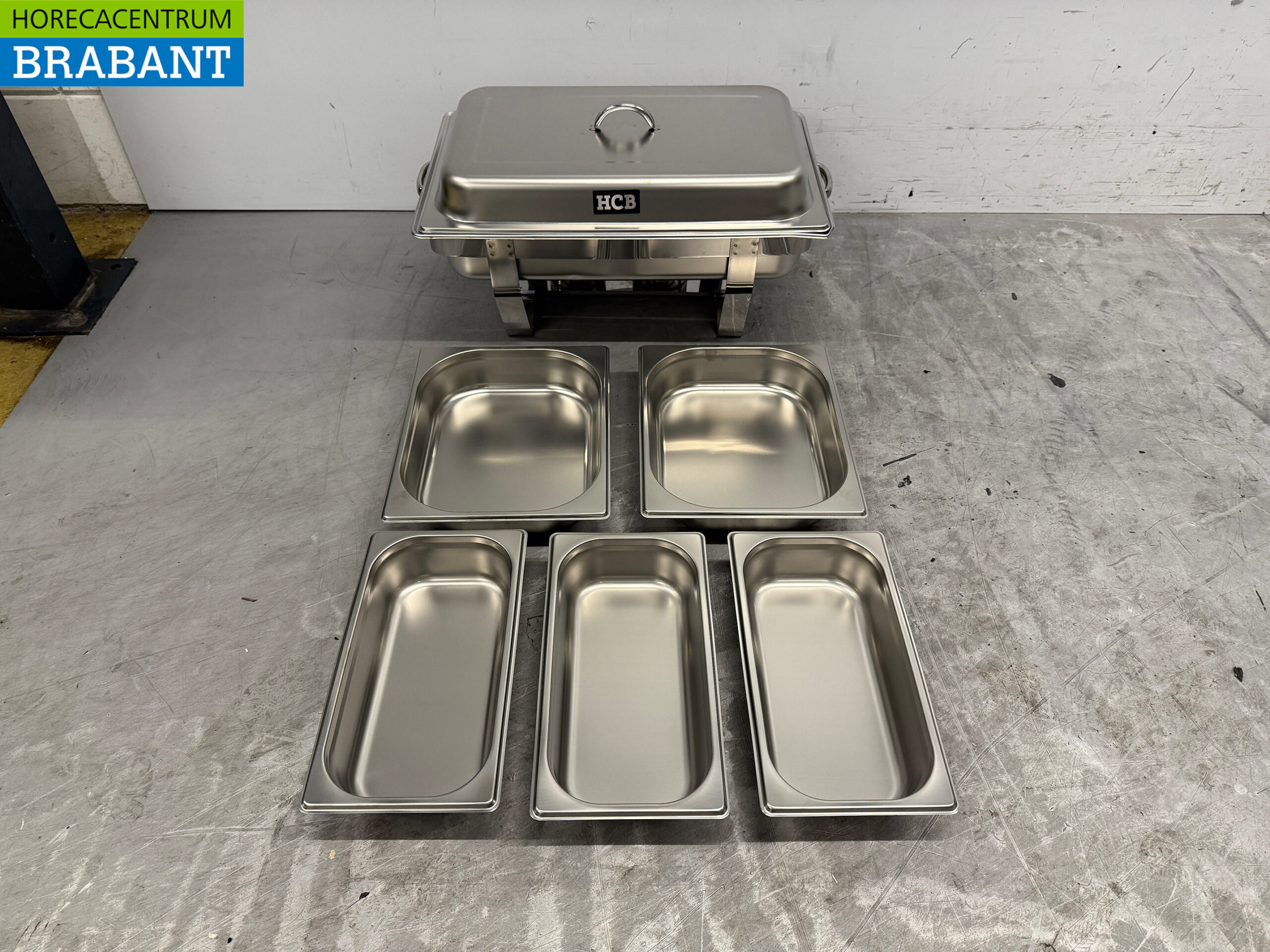 Stainless steel HCB Chafing dish set 1 x 1/1, 2 x 1/2 and 3 x 1/3 GN Horeca