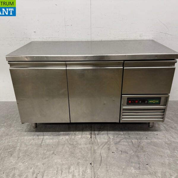 Stainless steel Mercatus Refrigerated Workbench 2 doors and 1 drawer 147 cm 230V Horeca