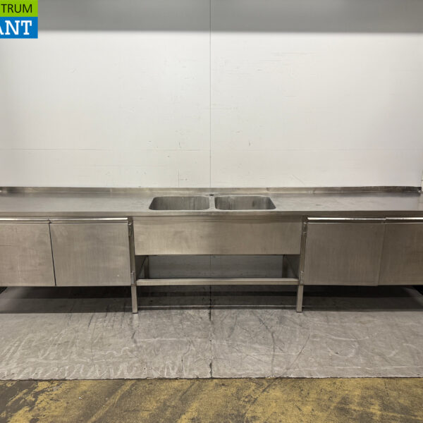 Stainless Steel Sink Table Double Sinks 400 x 70 x 91.5 cm Catering