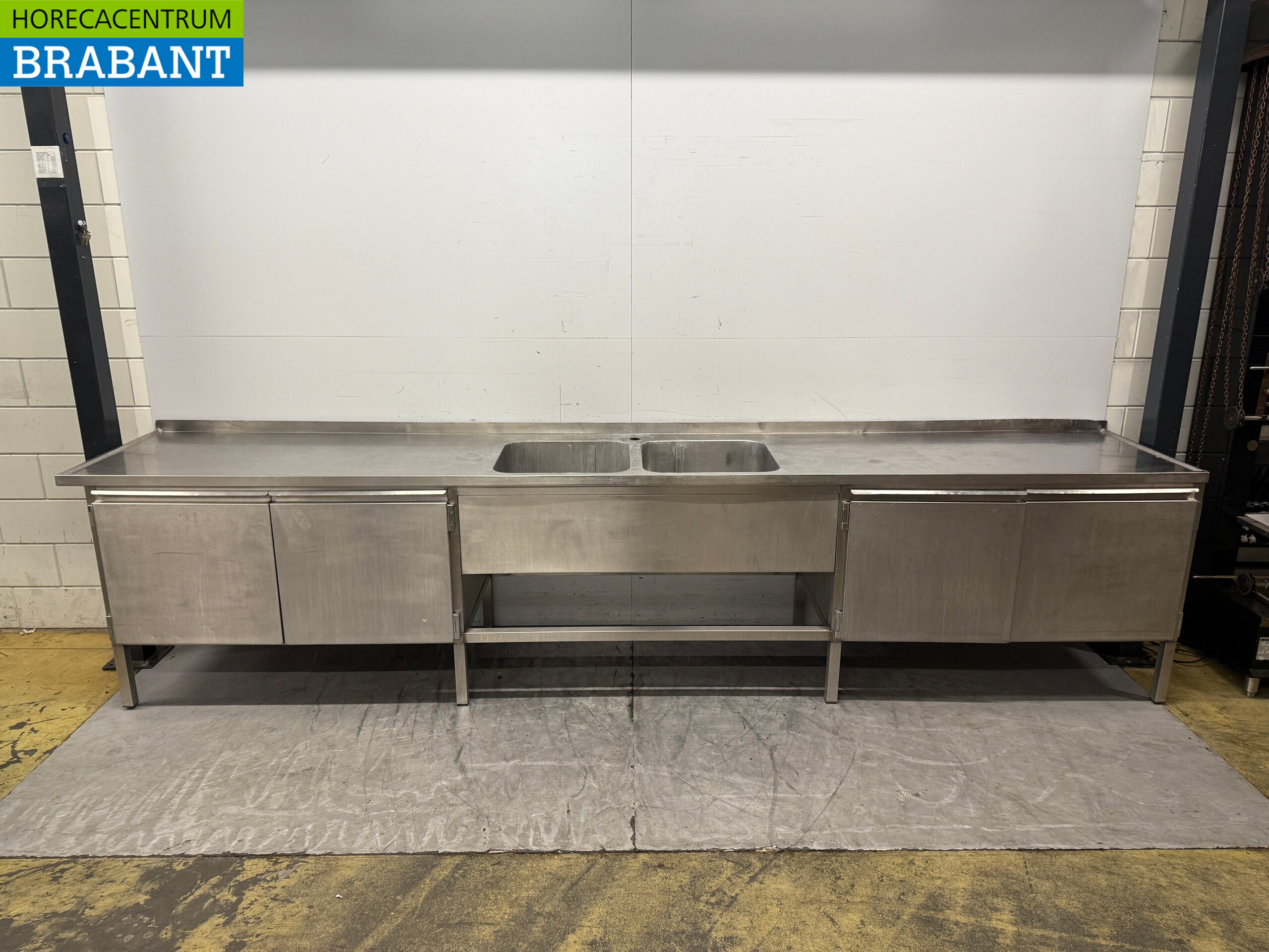 Stainless Steel Sink Table Double Sinks 400 x 70 x 91.5 cm Catering