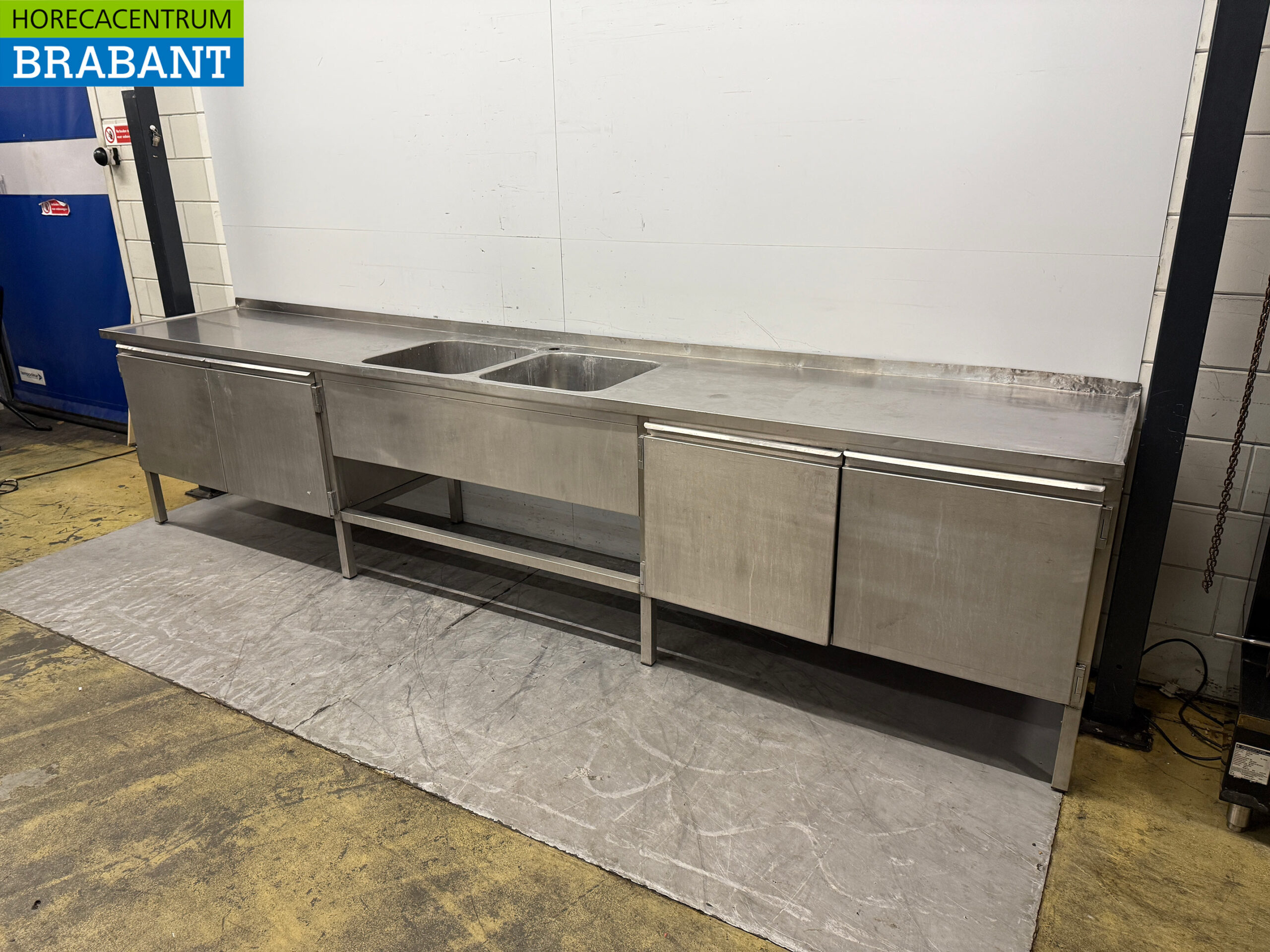 Stainless Steel Sink Table Double Sinks 400 x 70 x 91.5 cm Catering - Image 2