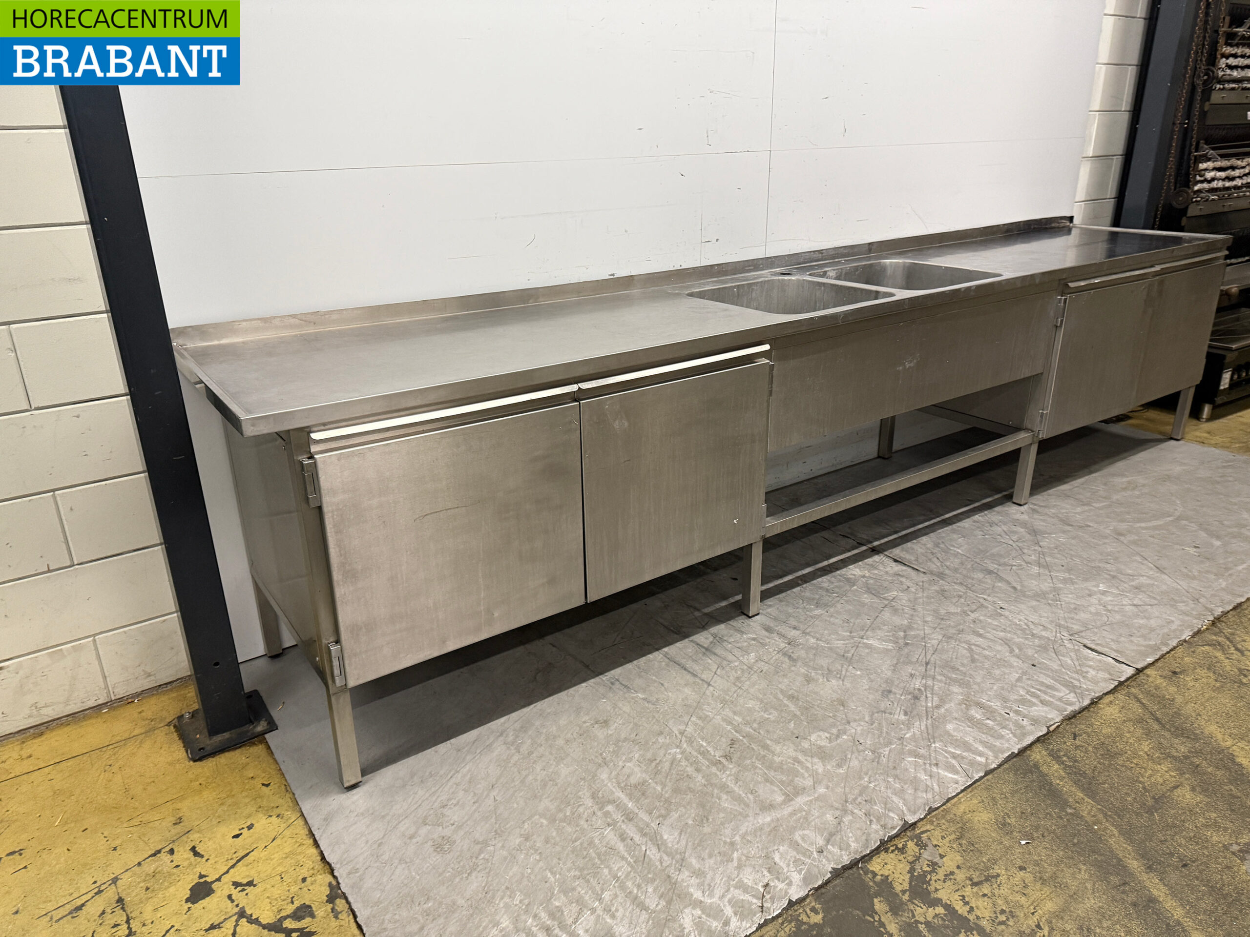 Stainless Steel Sink Table Double Sinks 400 x 70 x 91.5 cm Catering - Image 3