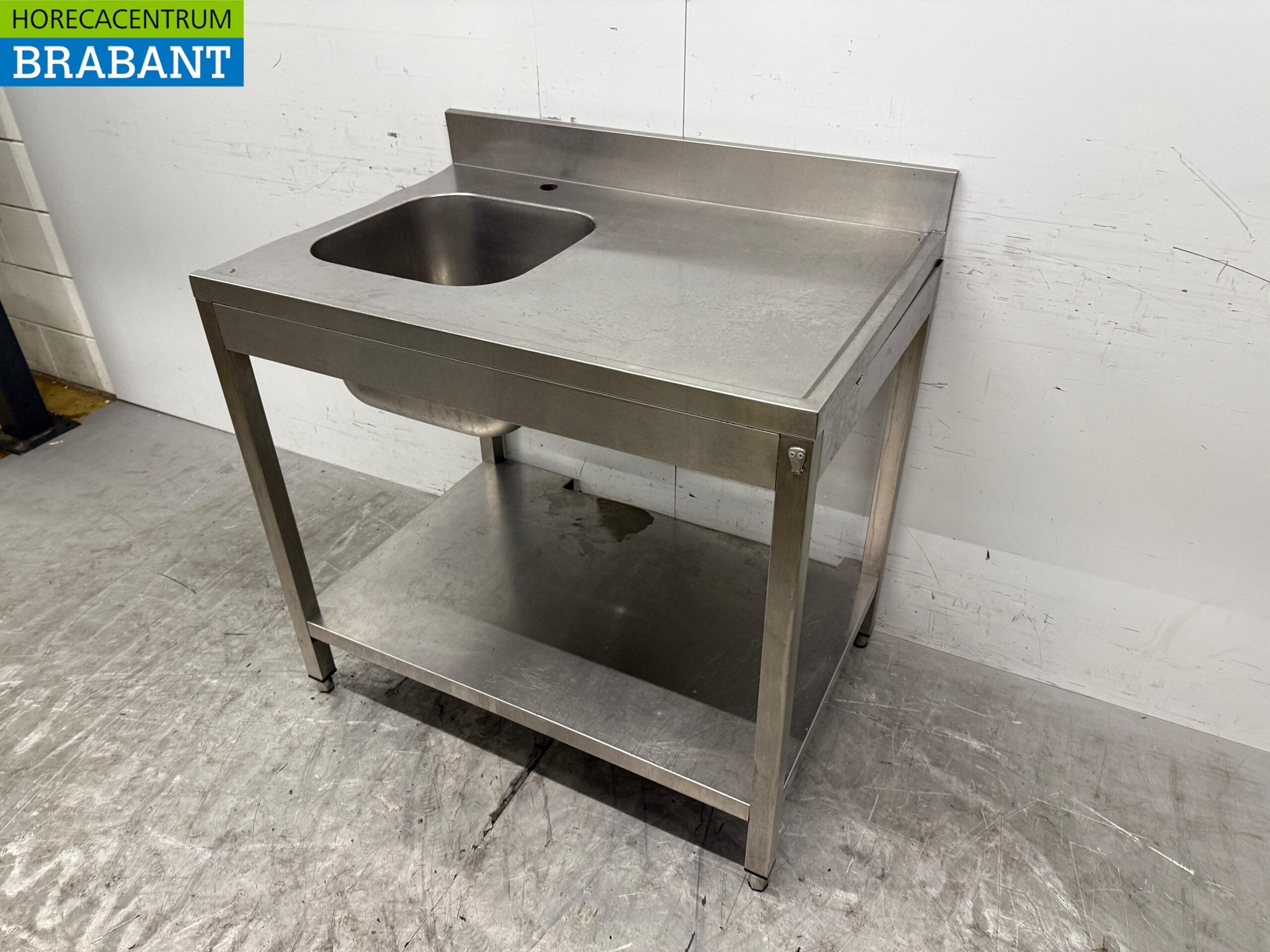 Stainless steel Rinse Table with Undershelf 100.2 x 68.5 x 91 cm Catering - Image 2