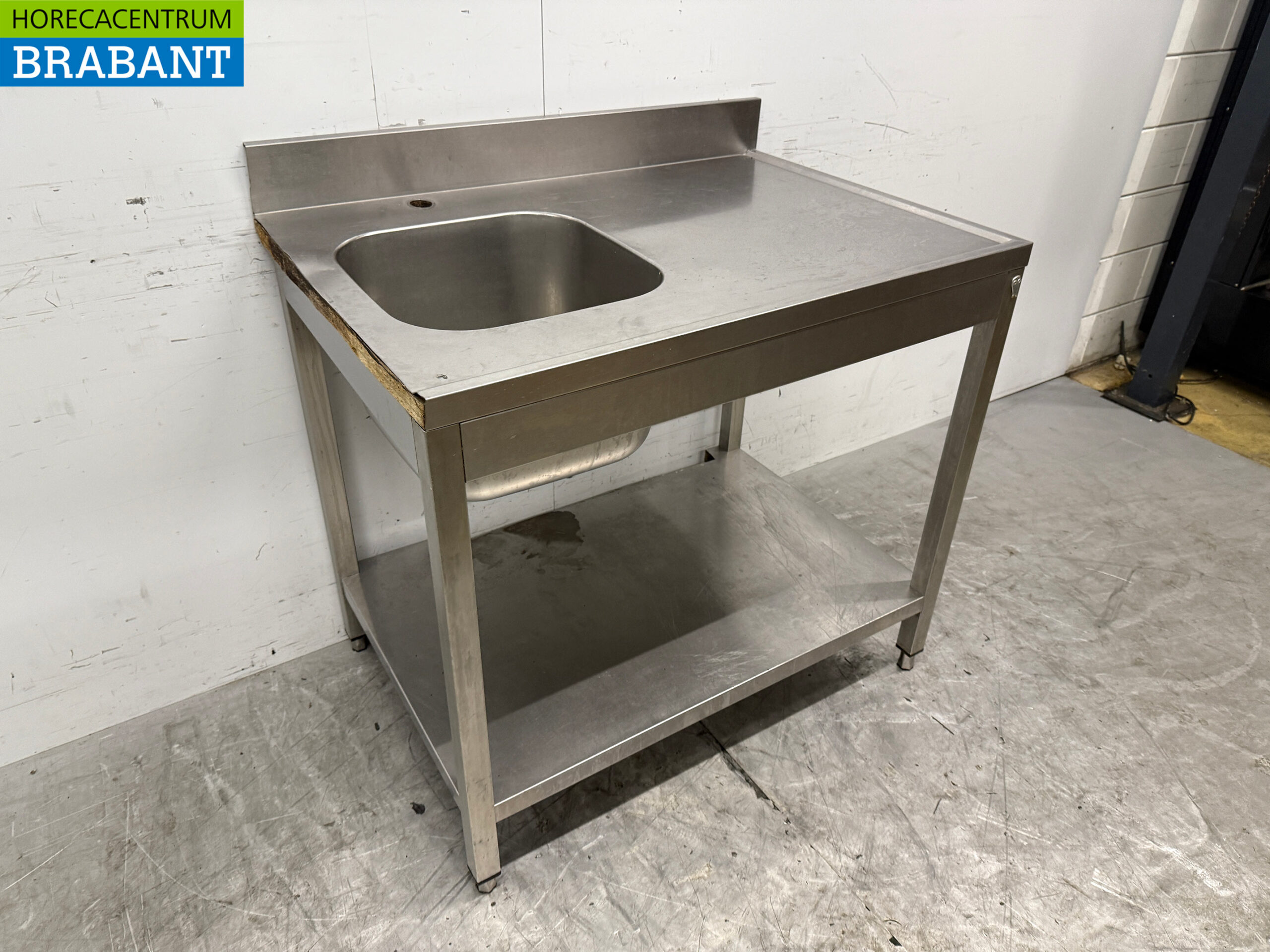 Stainless steel Rinse Table with Undershelf 100.2 x 68.5 x 91 cm Catering - Image 3