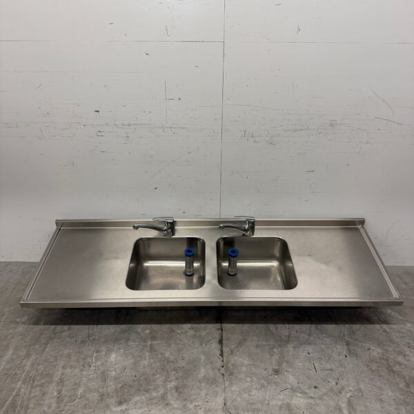 Stainless steel Sink Top Double Sinks with faucet 183 cm Catering