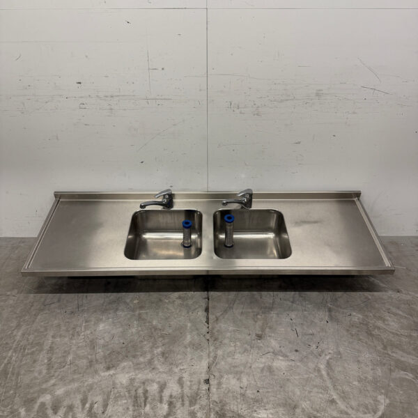 Stainless steel Sink Top Double Sinks with faucet 183 cm Catering