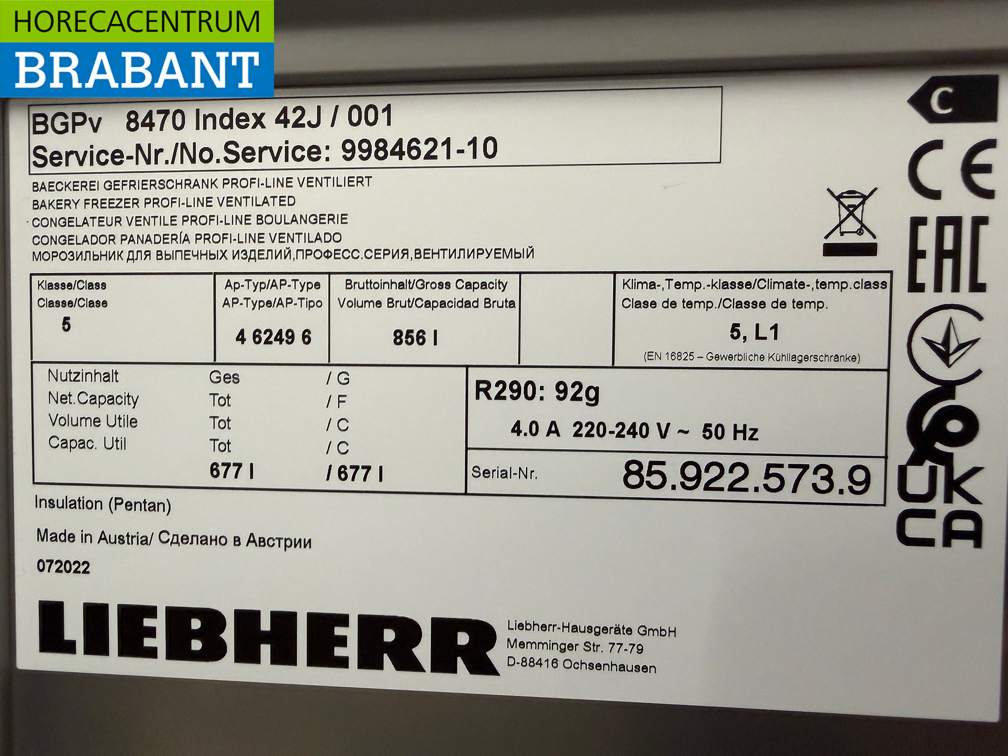 Stainless steel Liebherr Profiline Freezer 856 liters 230V Horeca - Image 6