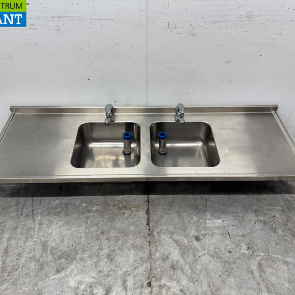 Stainless steel Sink Top Double Sinks with faucet 183 cm Catering