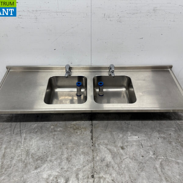 Stainless steel Sink Top Double Sinks with faucet 183 cm Catering