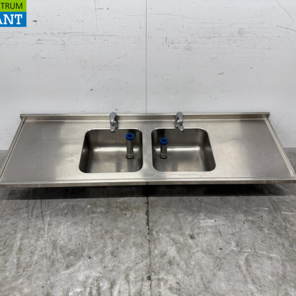 Stainless steel Sink Top Double Sinks with faucet 183 cm Catering