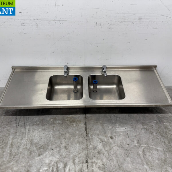 Stainless steel Sink Top Double Sinks with faucet 183 cm Catering