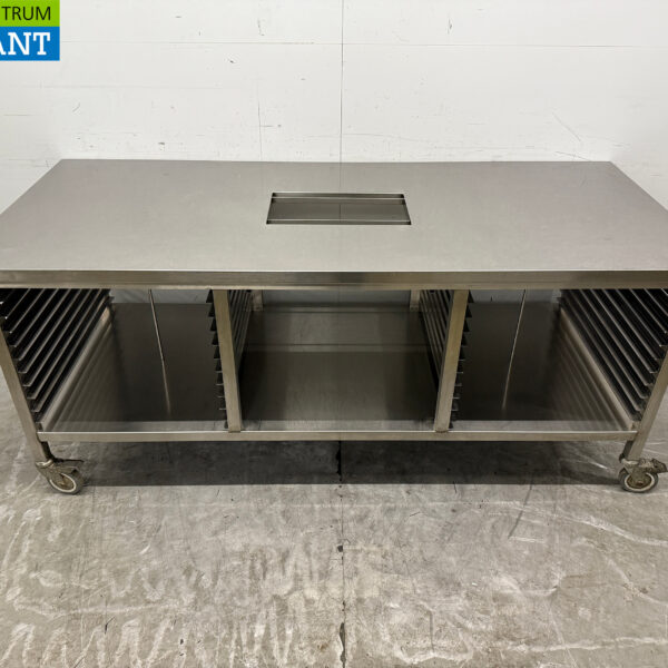 Stainless Steel Mobile Worktable 210 x 90 x 89.5 cm Catering