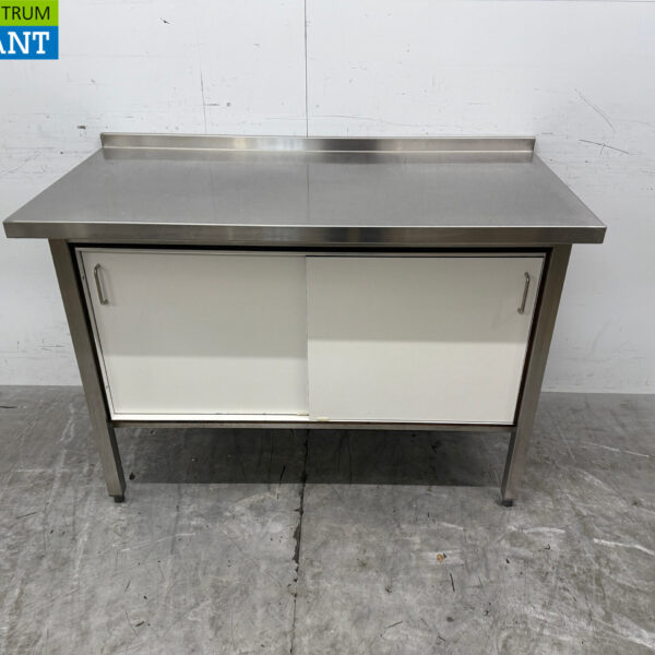 Stainless steel Work Cupboard 2 Trespa sliding doors 128.5 x 65 x 90 cm Horeca