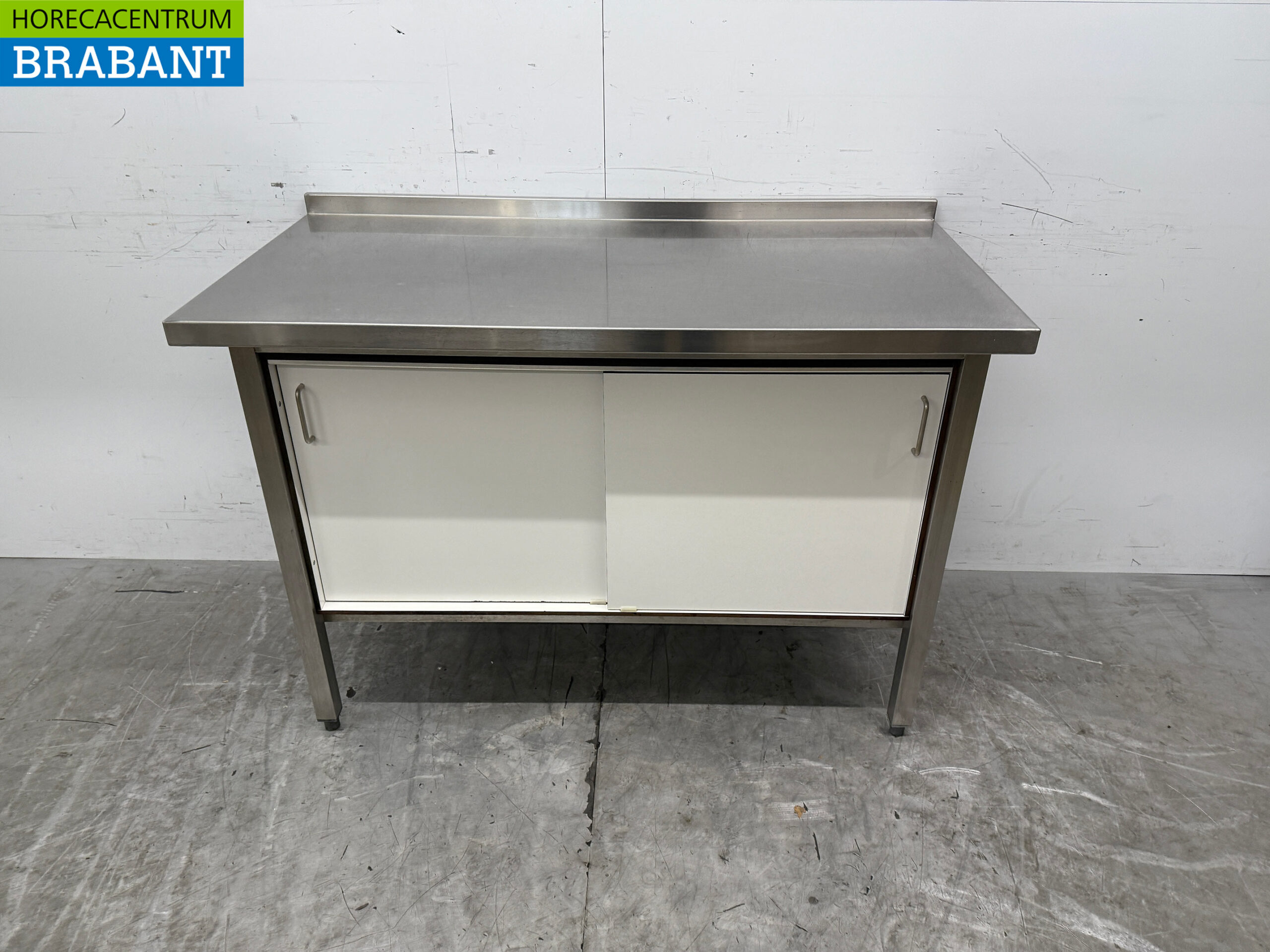 Stainless steel Work Cupboard 2 Trespa sliding doors 128.5 x 65 x 90 cm Horeca