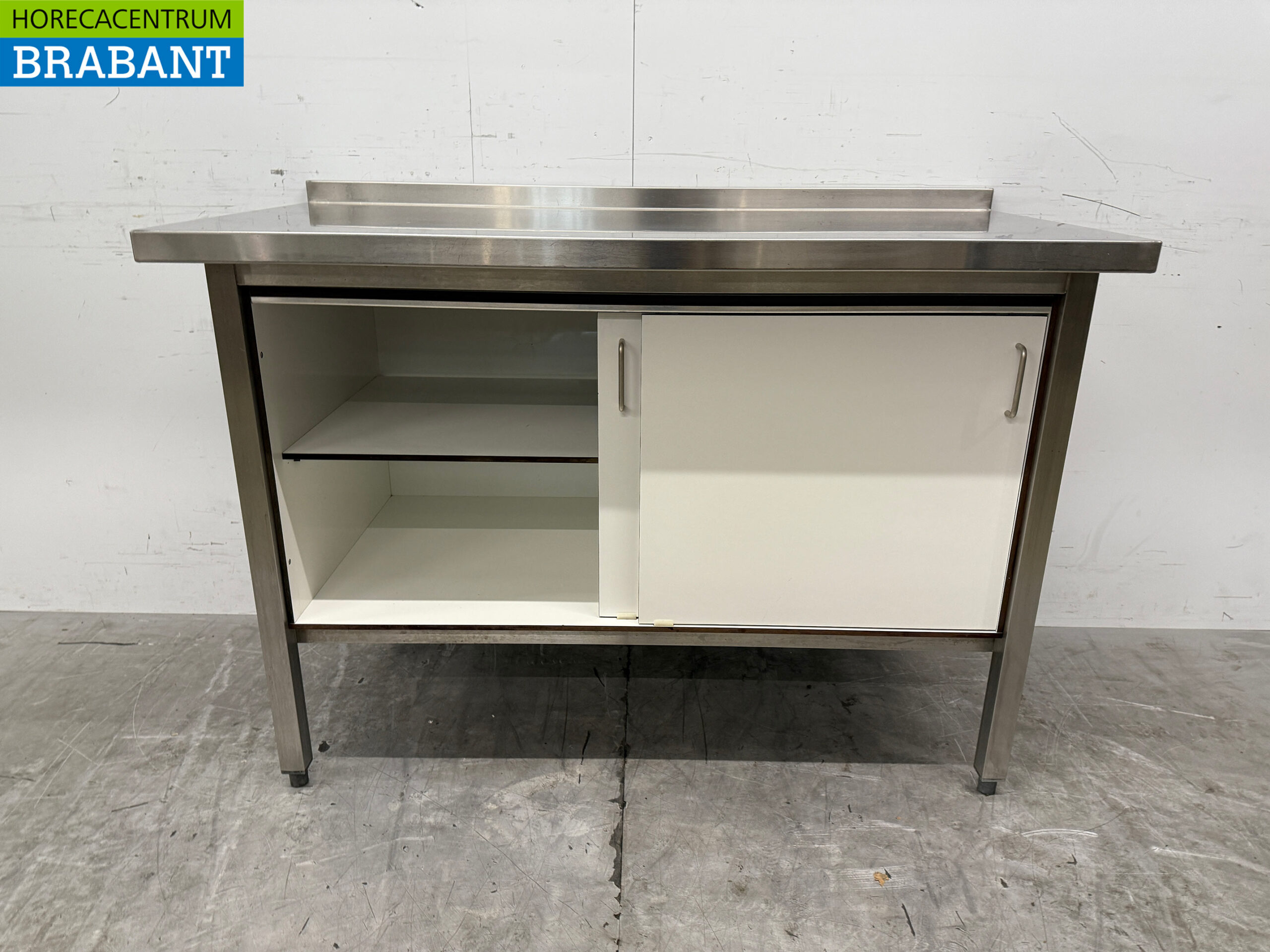 Stainless steel Work Cupboard 2 Trespa sliding doors 128.5 x 65 x 90 cm Horeca - Image 4
