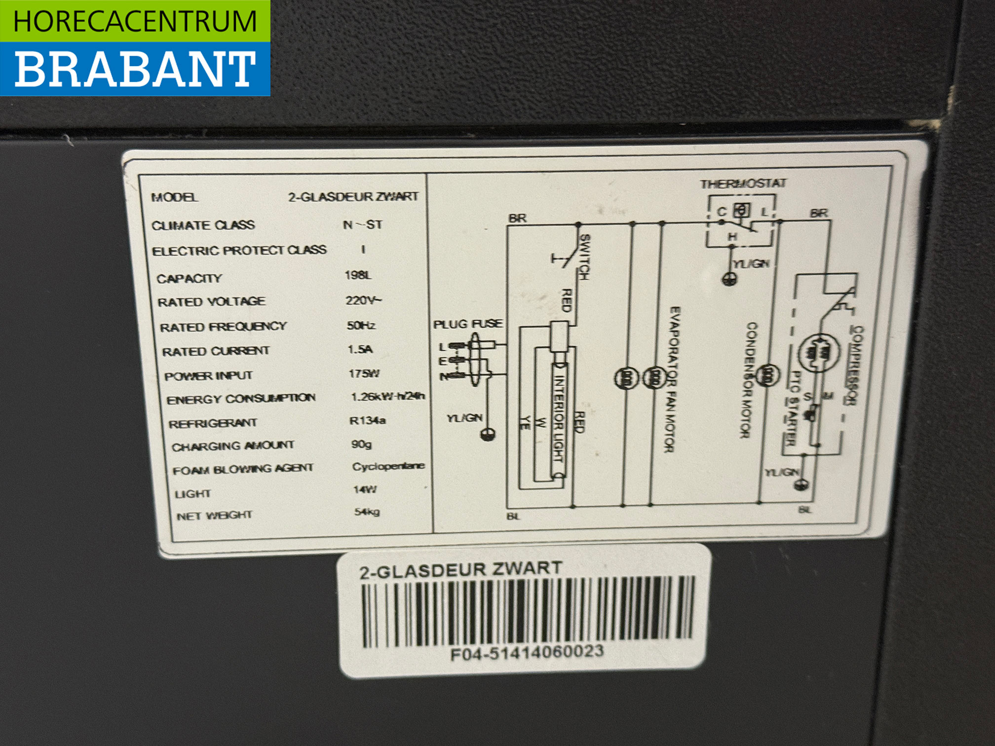 Bar Refrigerator 2 Glass folding doors 198 liters 230V Catering - Image 5