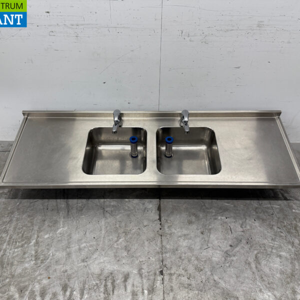 Stainless steel Sink Top Double Sinks with faucet 183 cm Catering