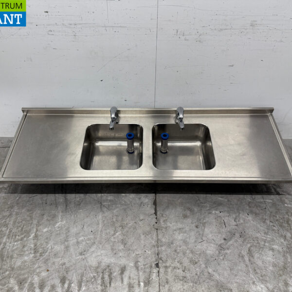 Stainless steel Sink Top Double Sinks with faucet 183 cm Catering