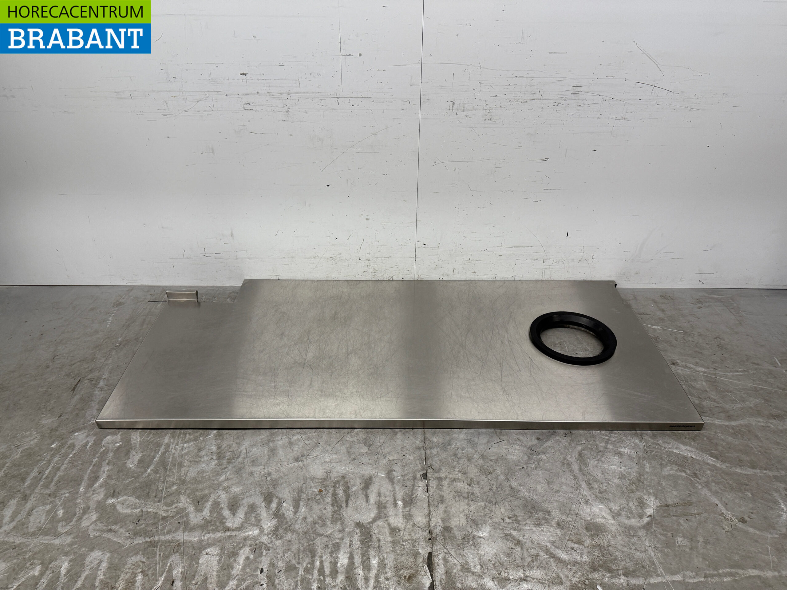 Stainless steel Worktop with waste hole 24 cm 203,5 x 90 cm Horeca