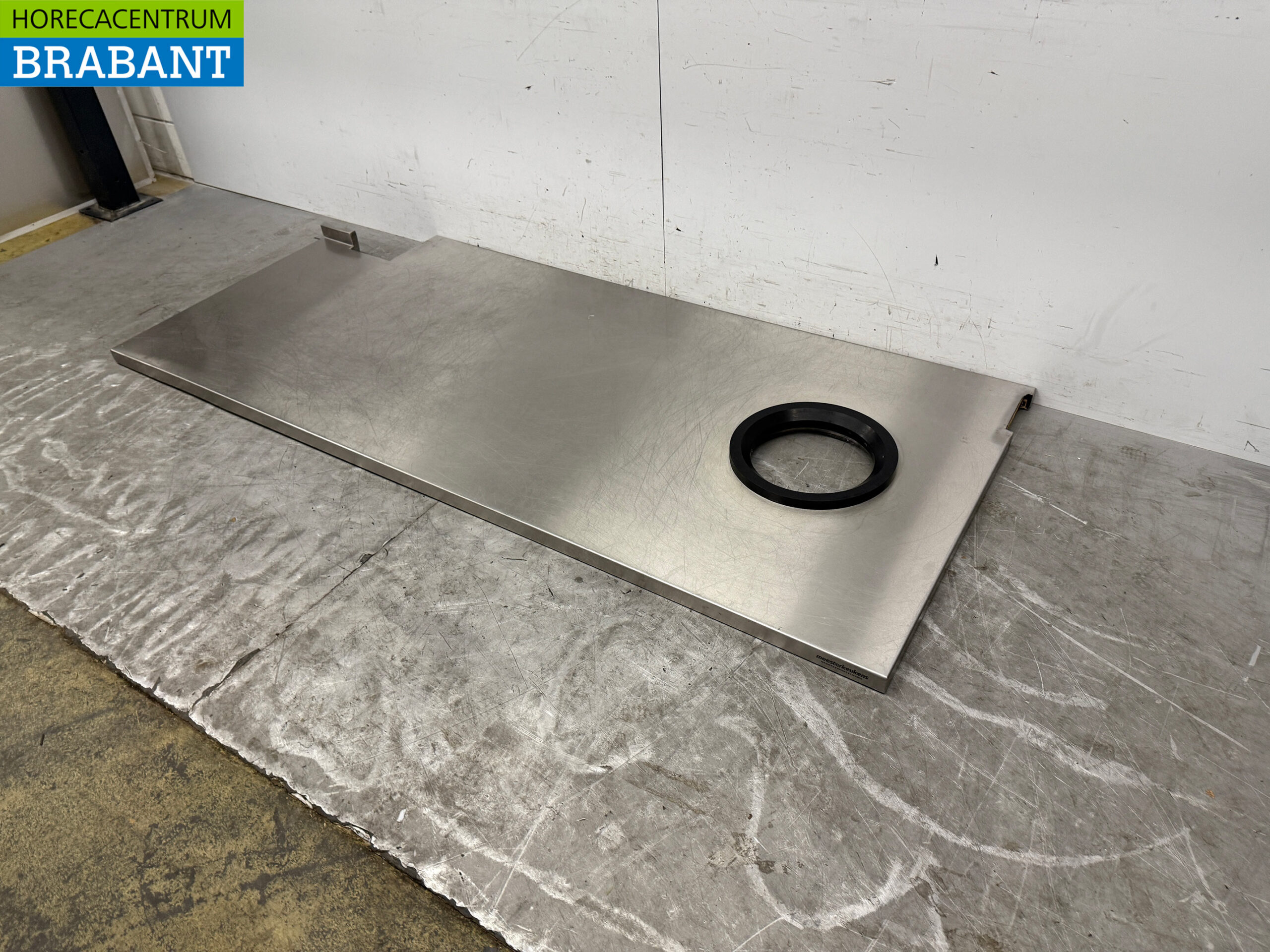 Stainless steel Worktop with waste hole 24 cm 203,5 x 90 cm Horeca - Image 3