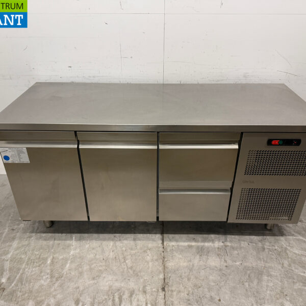 Stainless steel Catertech Refrigerated Workbench 2 doors and 2 drawers 180.5 cm 230V Horeca