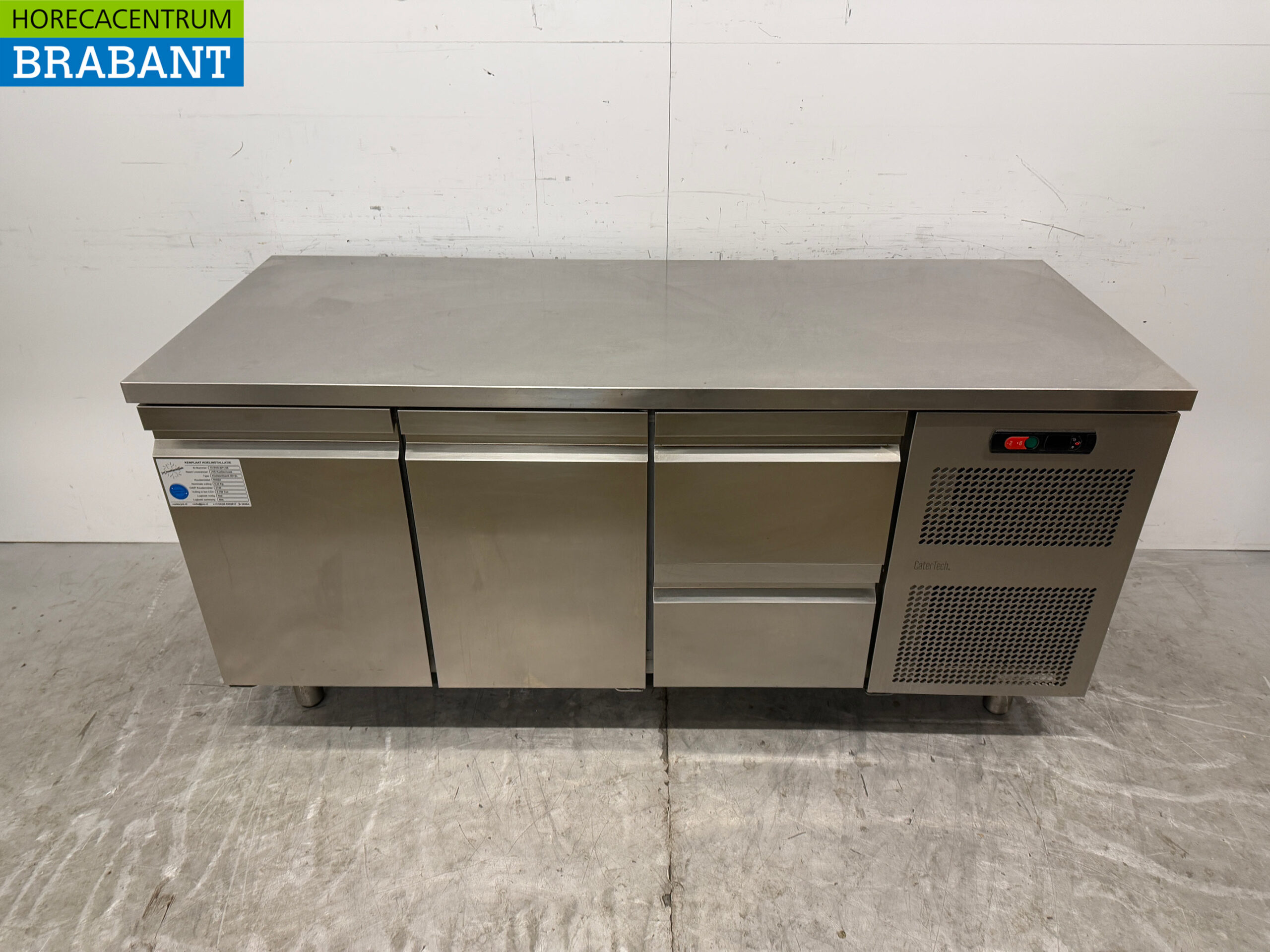 Stainless steel Catertech Refrigerated Workbench 2 doors and 2 drawers 180.5 cm 230V Horeca