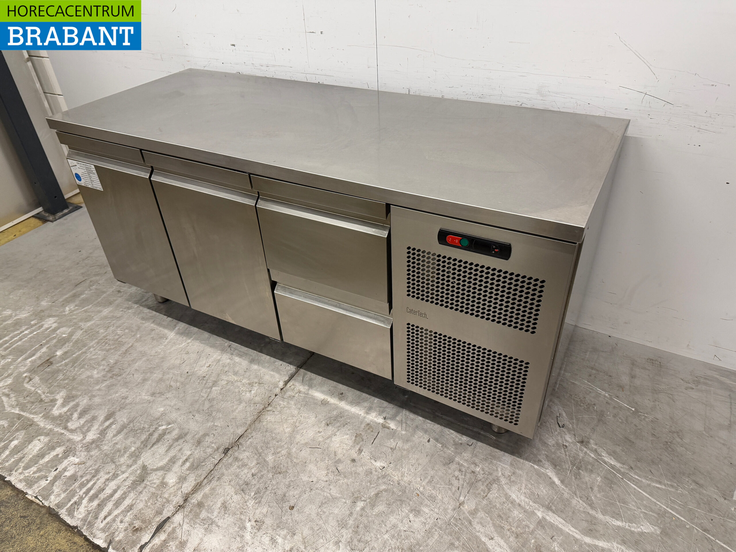 Stainless steel Catertech Refrigerated Workbench 2 doors and 2 drawers 180.5 cm 230V Horeca - Image 2