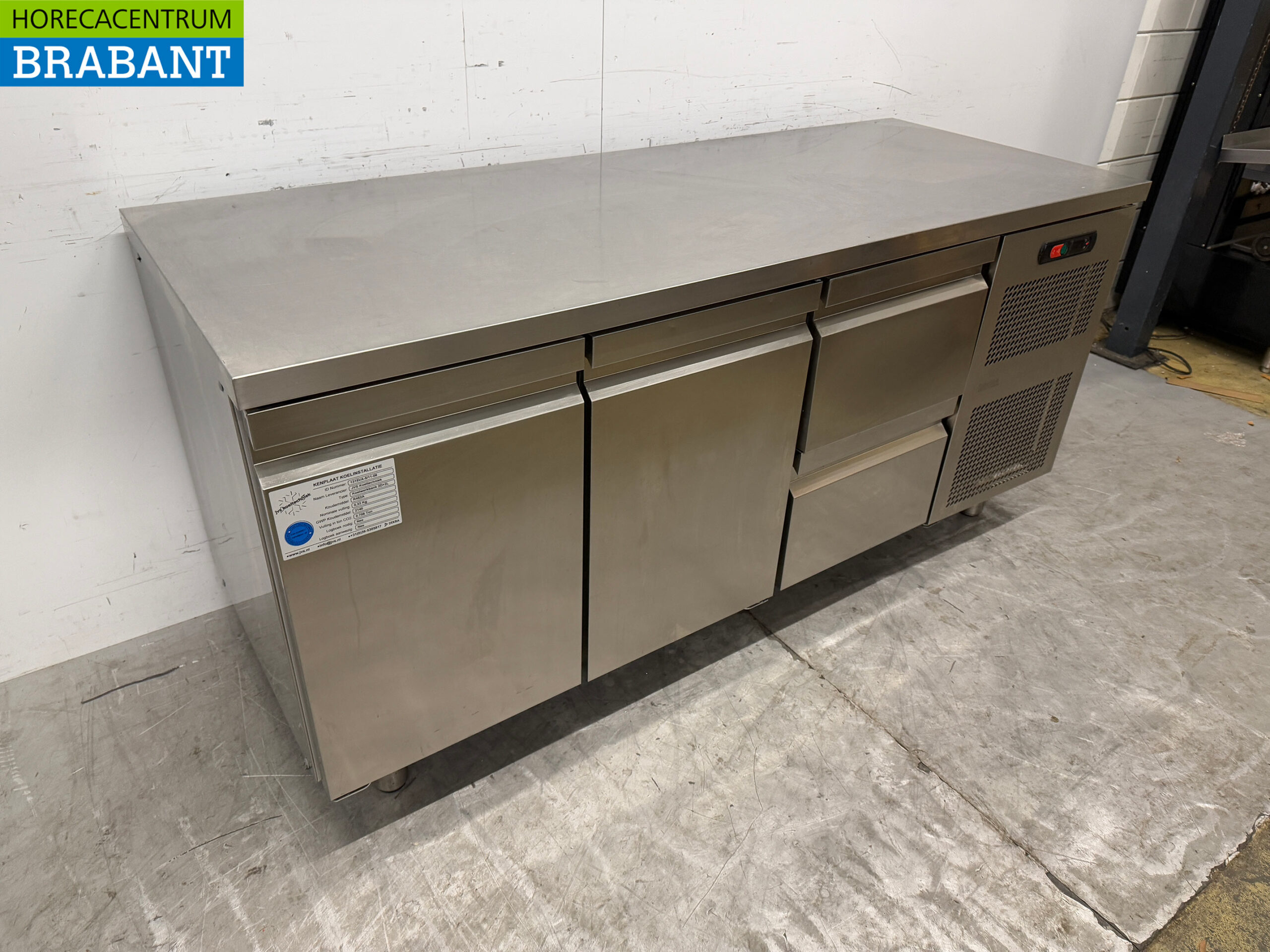 Stainless steel Catertech Refrigerated Workbench 2 doors and 2 drawers 180.5 cm 230V Horeca - Image 3