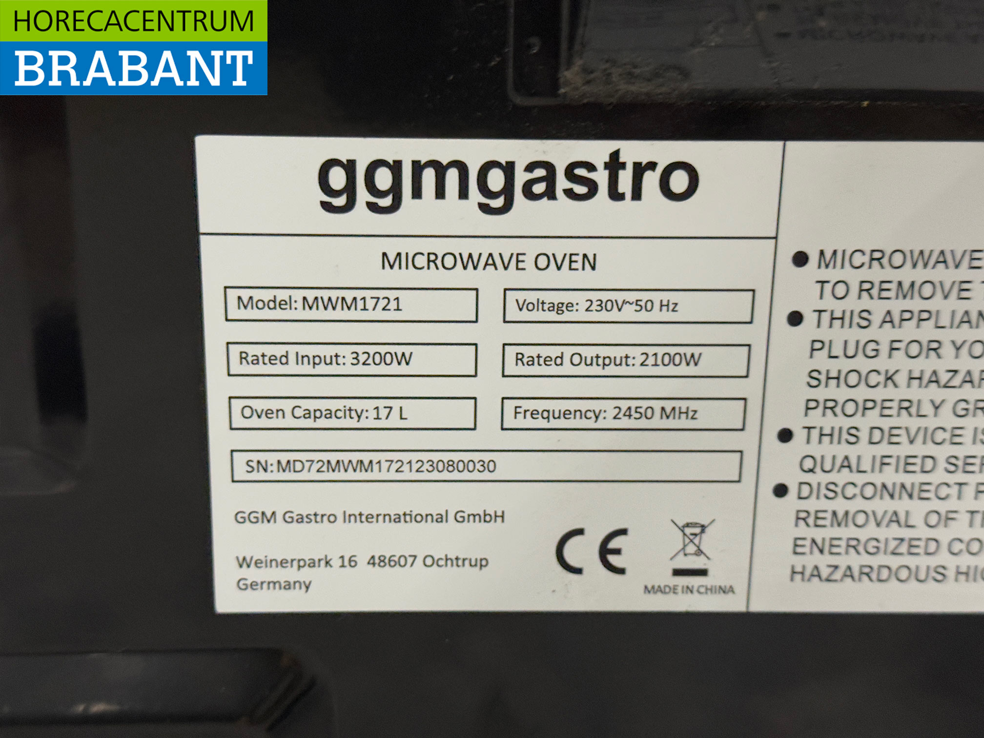 Stainless steel Microwave 17 liter 2100 Watt 230V Catering - Image 5