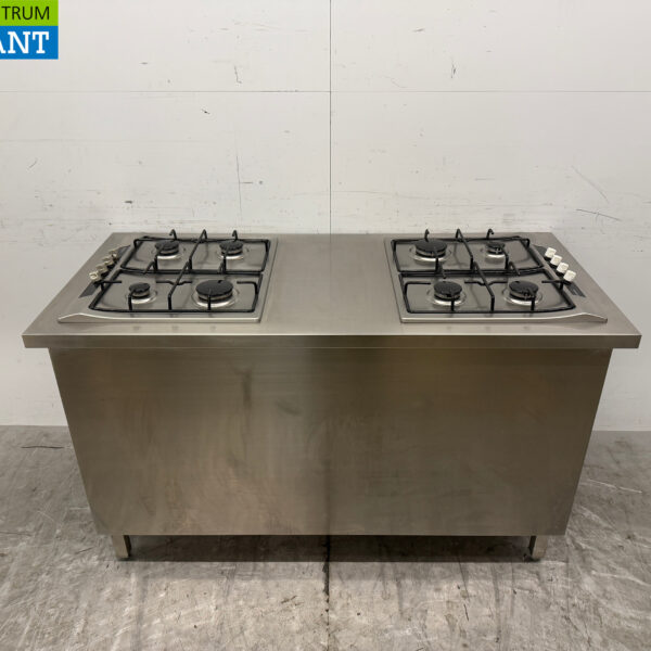 Stainless Steel Work Cabinet with 2 Siemens Built-in Stoves GAS 150 cm Catering