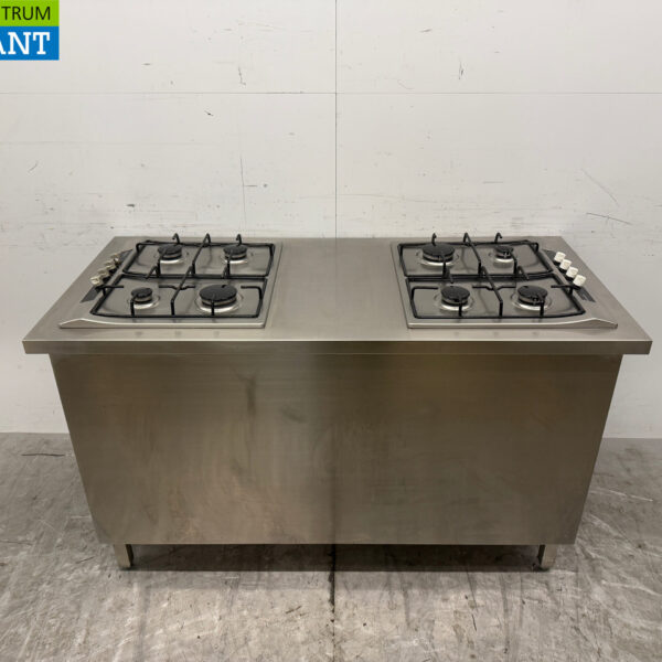 Stainless Steel Work Cabinet with 2 Siemens Built-in Stoves GAS 150 cm Catering