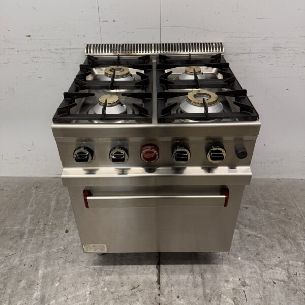Stainless steel Diamond 4 burner Gas Stove with Oven 3 x 2/1 GN 70 cm GAS Horeca