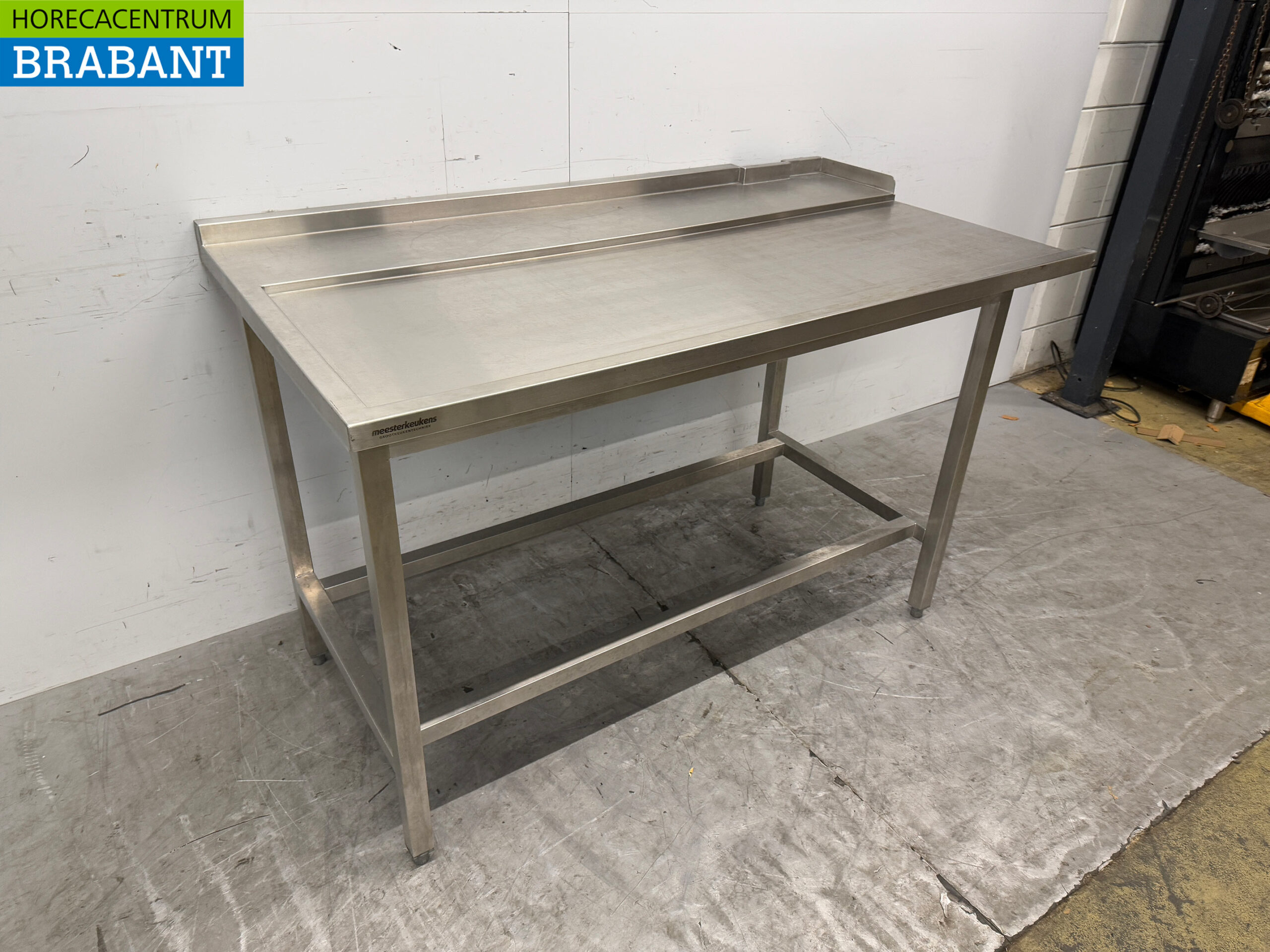 Stainless Steel Drainage Table T.B.V. Slide Through Dishwasher 159 x 87 x 91,5 cm Horeca - Image 2