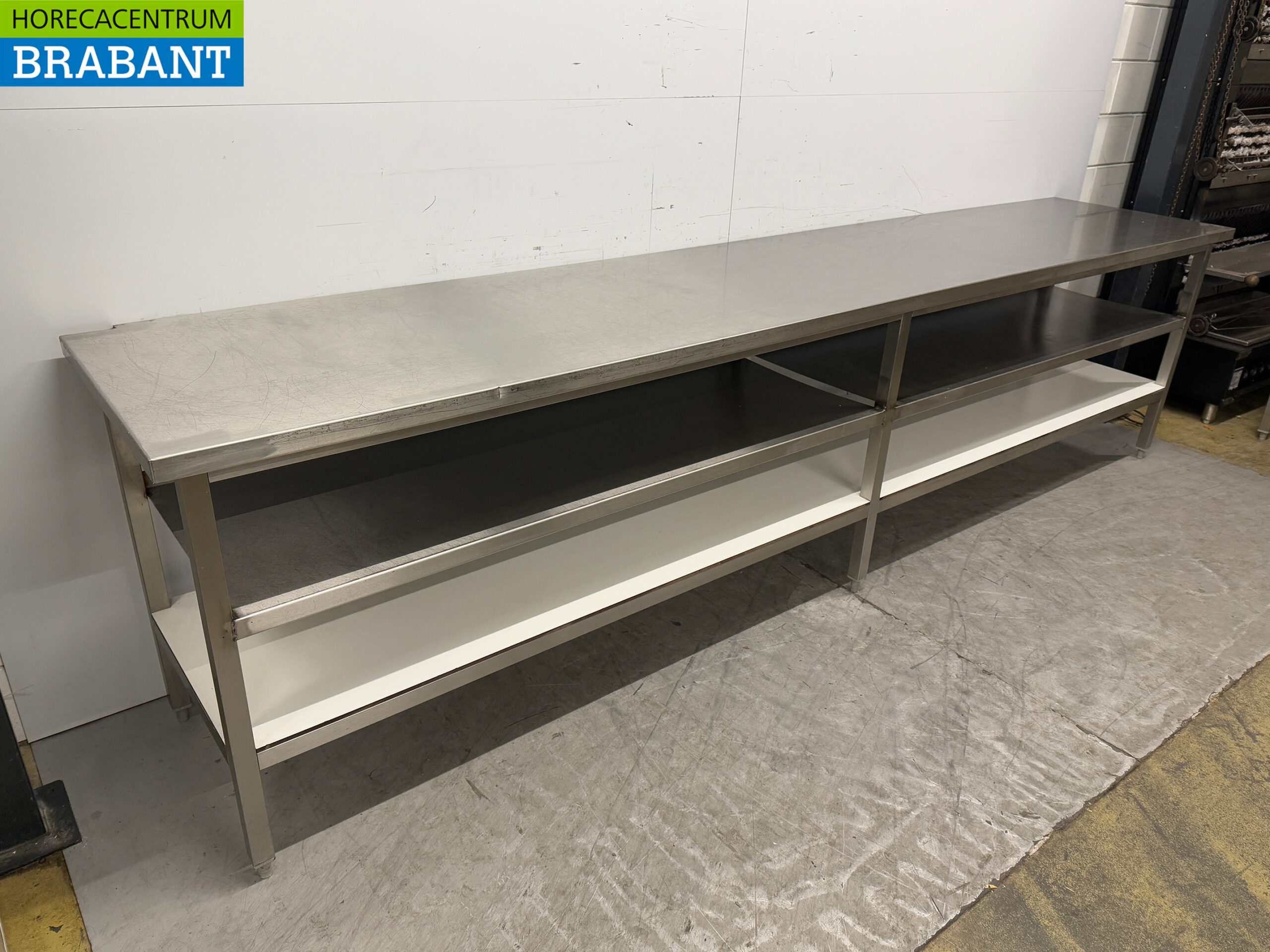 Stainless steel Worktable with undershelf 356 x 70 x 91 cm Catering - Image 3