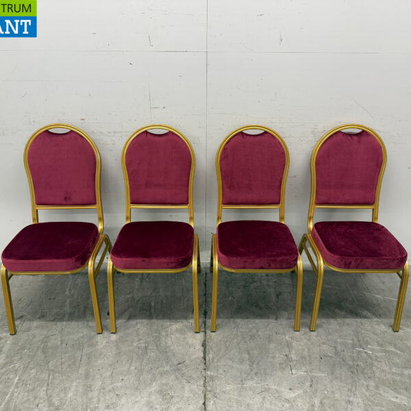 Bolero Regal Stacking Chairs Bordeaux Red - Bordeaux Gold 4 pcs Catering