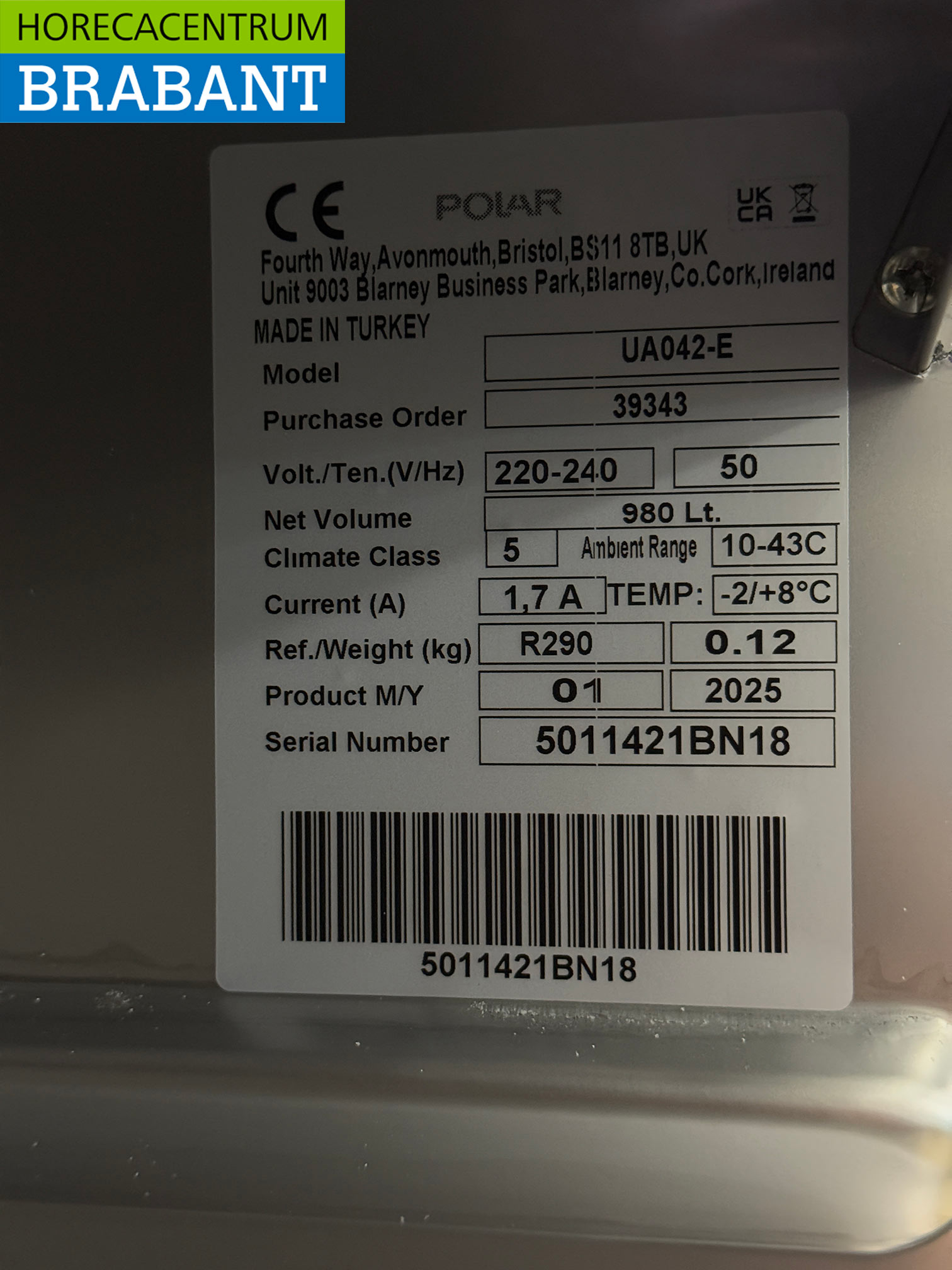 Stainless steel Polar Mobile Double Door Glass Door Refrigerator 1400 liters 230V Catering - Image 5