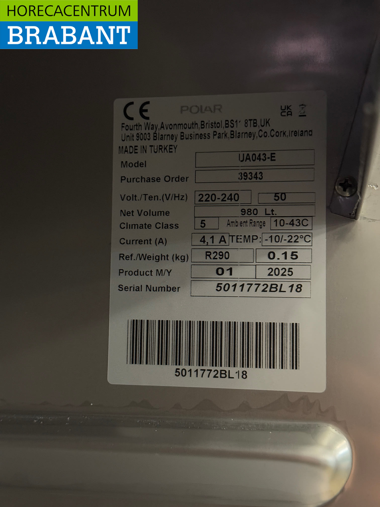 Stainless steel Polar Mobile Double Door Glass Door Freezer 1400 liters 230V Horeca - Image 5