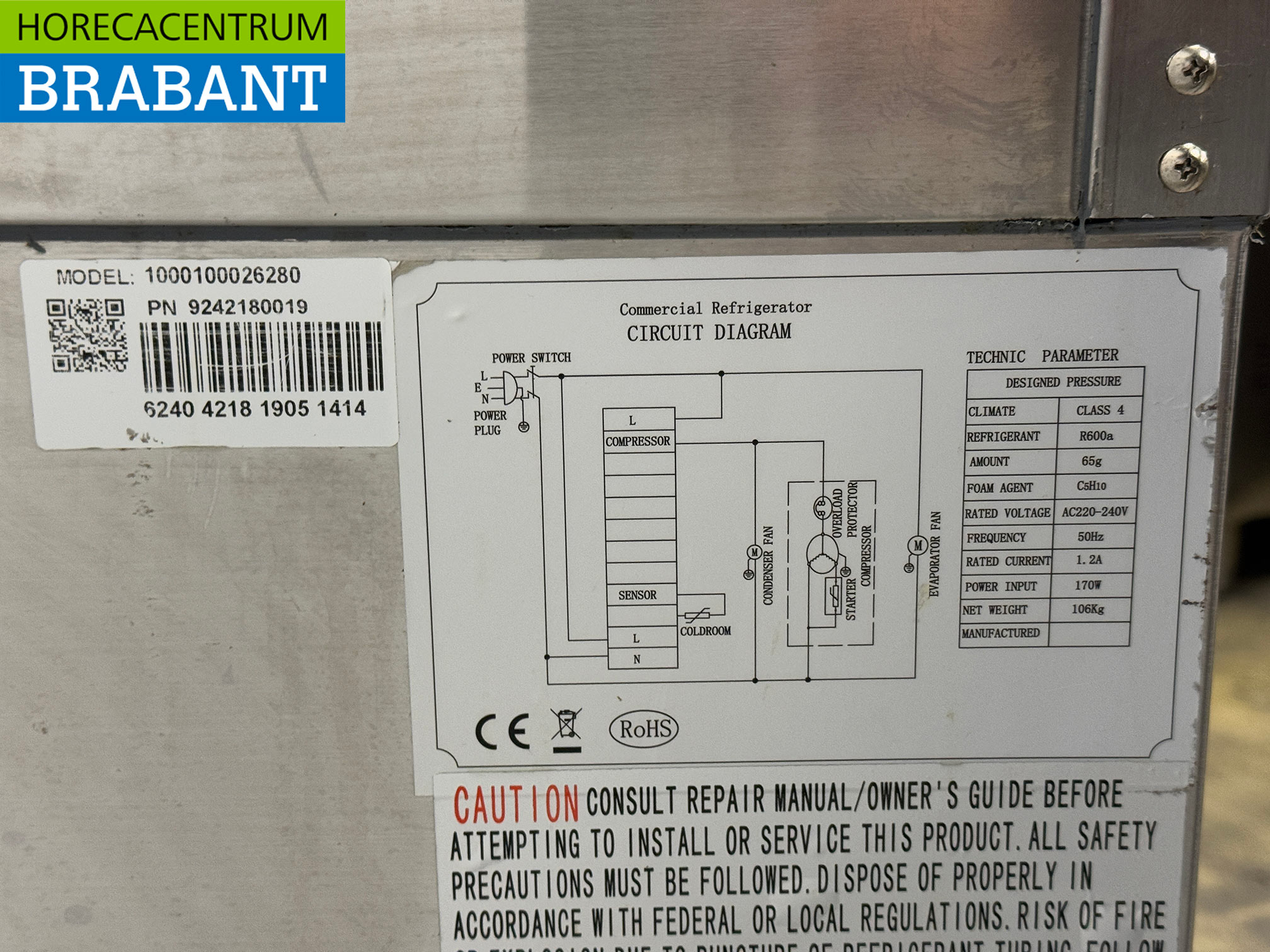 Stainless steel Saladette 2 Doors 90,5 cm 230V Horeca - Image 6