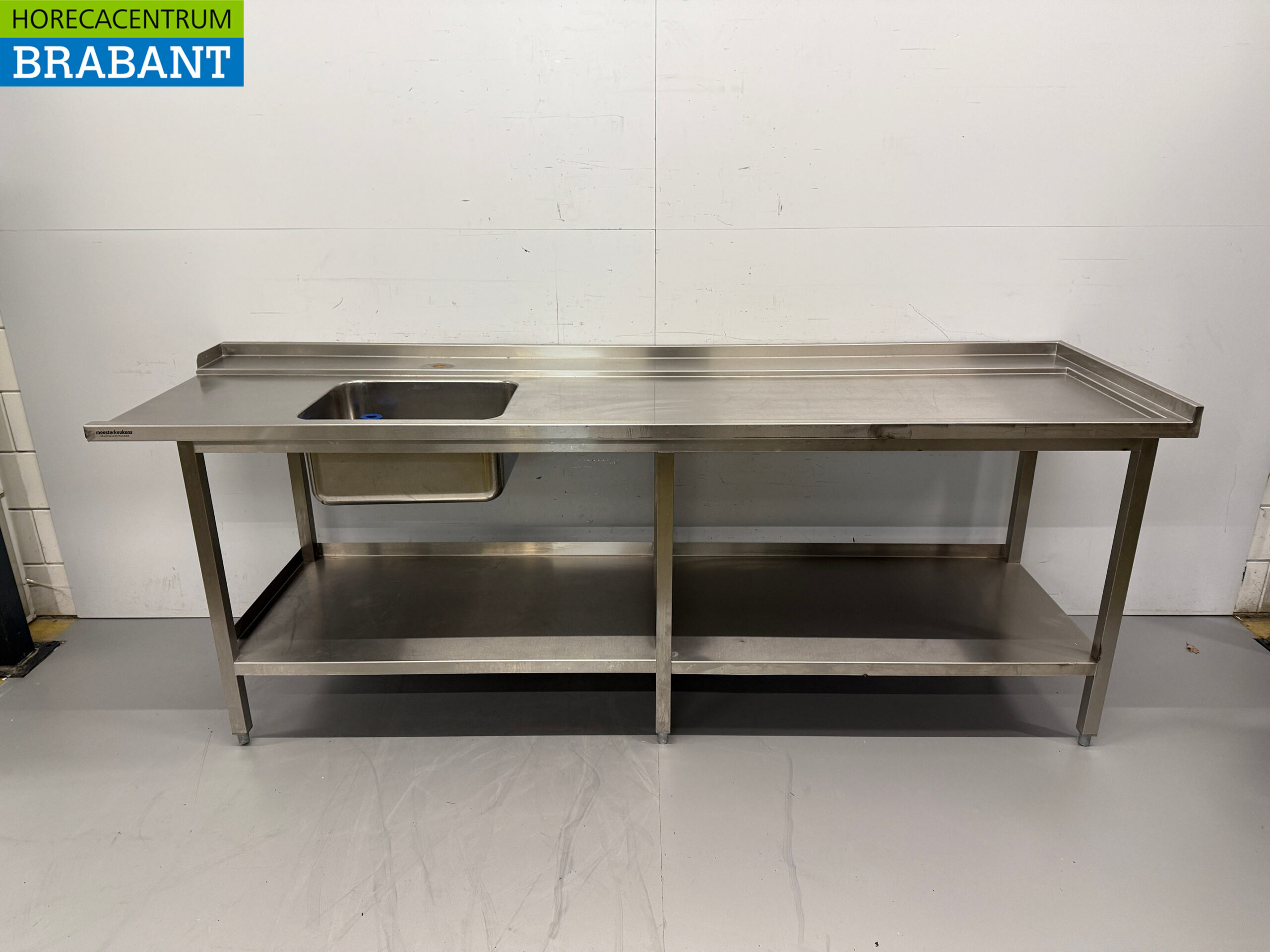 Stainless steel feeding table tbv pass through dishwasher 259,5 x 75 x 92,5 cm Horeca