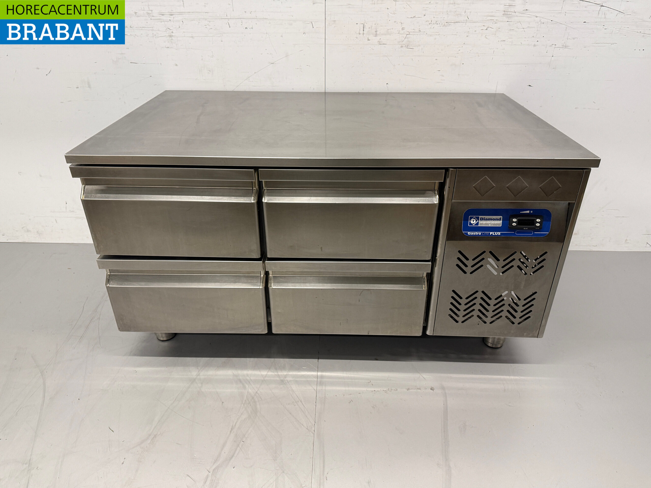 Stainless steel Diamond Refrigerated Workbench 4 Drawers 120 cm 230V Catering
