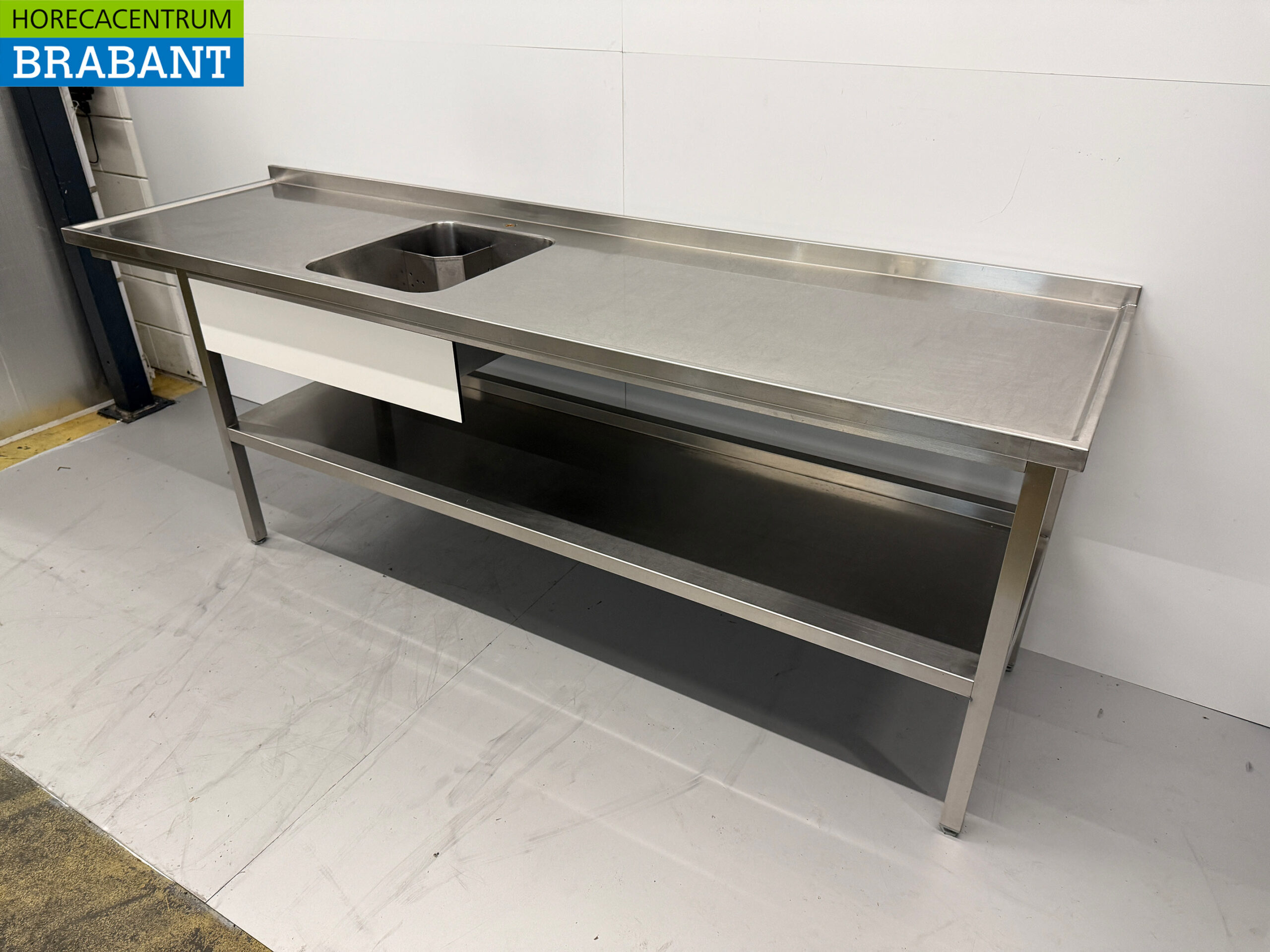 Stainless steel sink Sink with underhood 250 x 70 x 89 cm Catering - Image 3