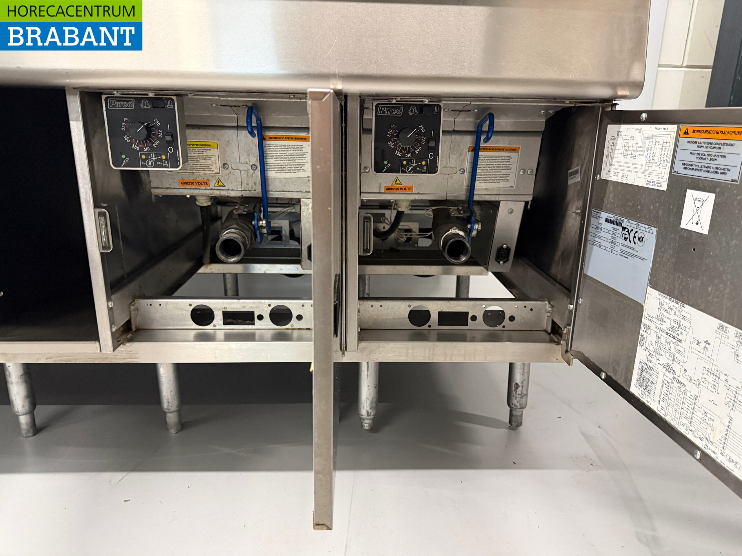 SS Pitco SE14S Solstice Baking wall 4x Fryer and bain marie/fry warmer with exhaust hood 400V + 230V Catering Cafeteria - Image 11