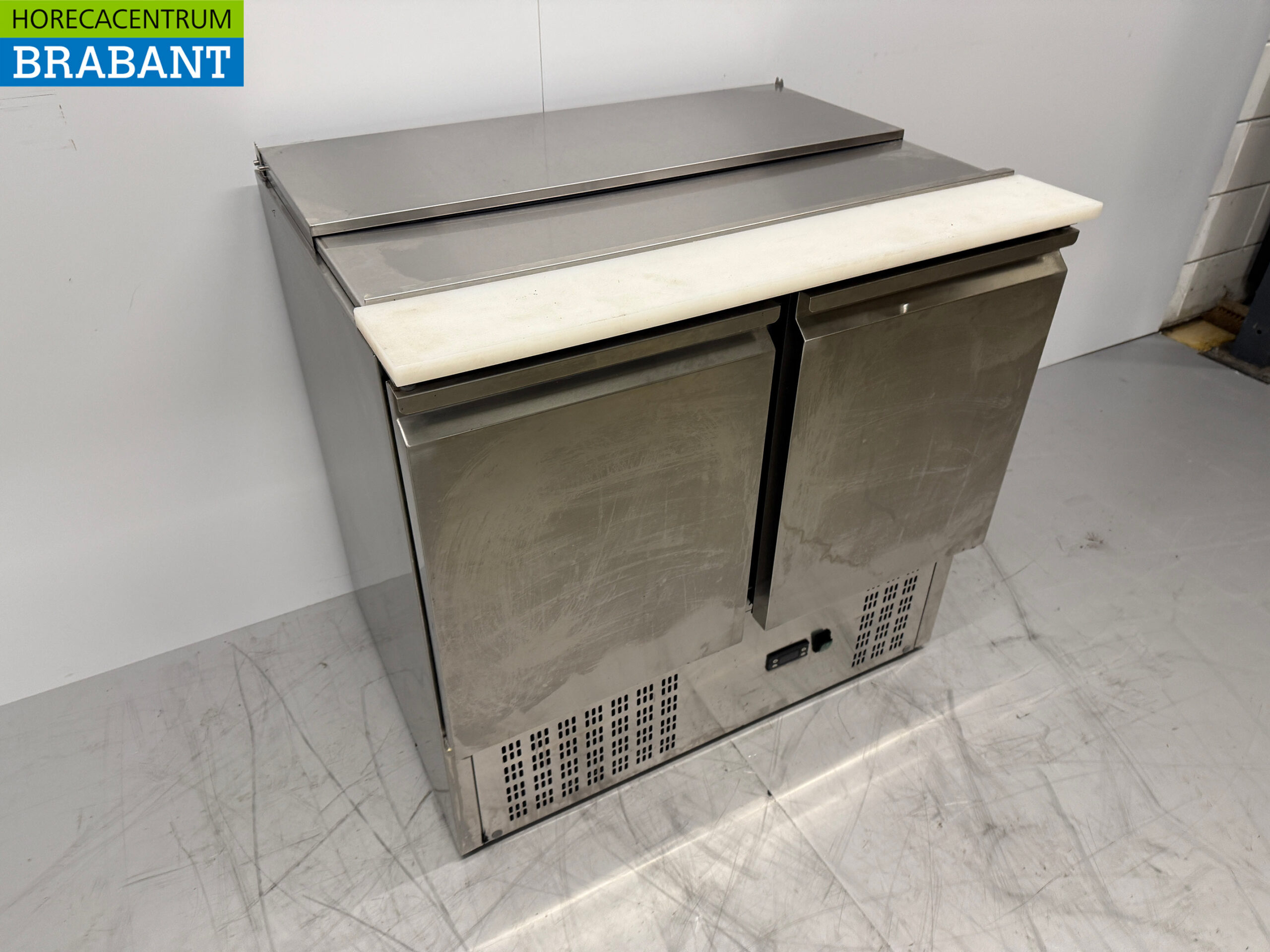 Stainless steel Saladette Refrigerated Workbench 2 doors 90 cm 230V Horeca - Image 3