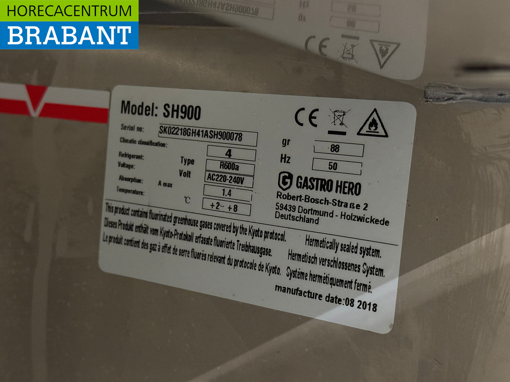 Stainless steel Saladette Refrigerated Workbench 2 doors 90 cm 230V Horeca - Image 6