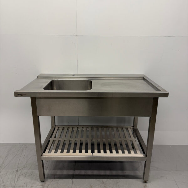 Stainless steel Feeding Table for Sliding Dishwasher 115 x 70 x 87.5 cm Horeca