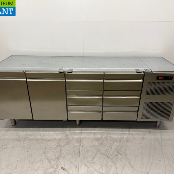 Stainless steel Catertech Refrigerated Workbench 2 Doors and 6 Drawers 225 cm 230V Catering