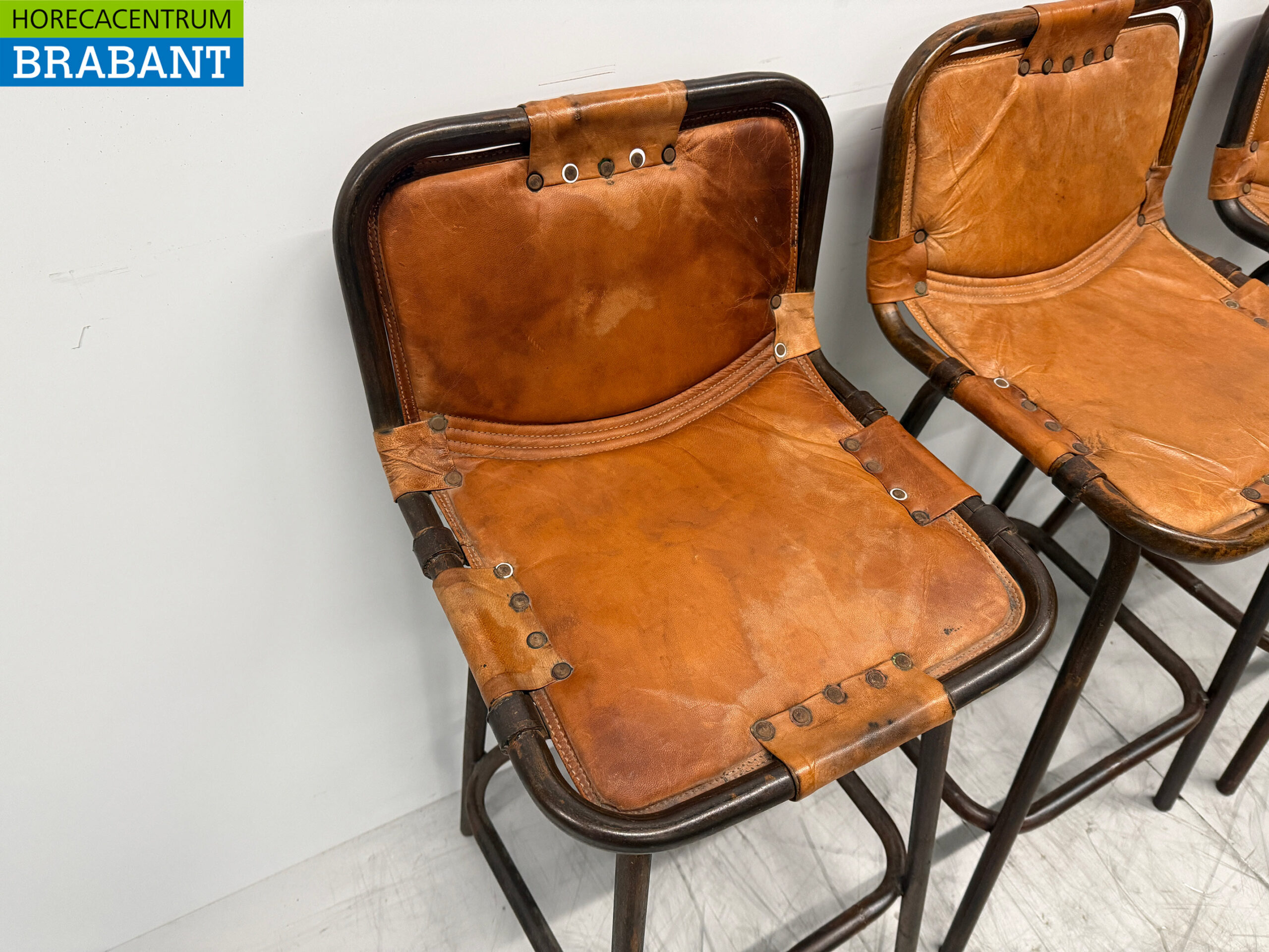 Metal Industrial Barstool Stool Leather Hospitality - Image 4