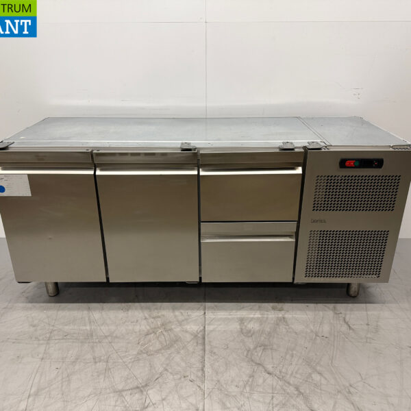 Stainless steel Catertech Refrigerated Workbench 2 Doors and 2 Drawers 180 cm 230V Catering