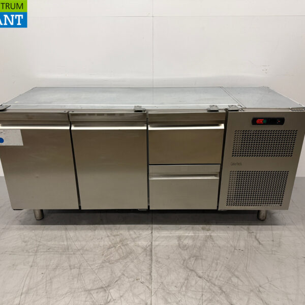 Stainless steel Catertech Refrigerated Workbench 2 Doors and 2 Drawers 180 cm 230V Catering