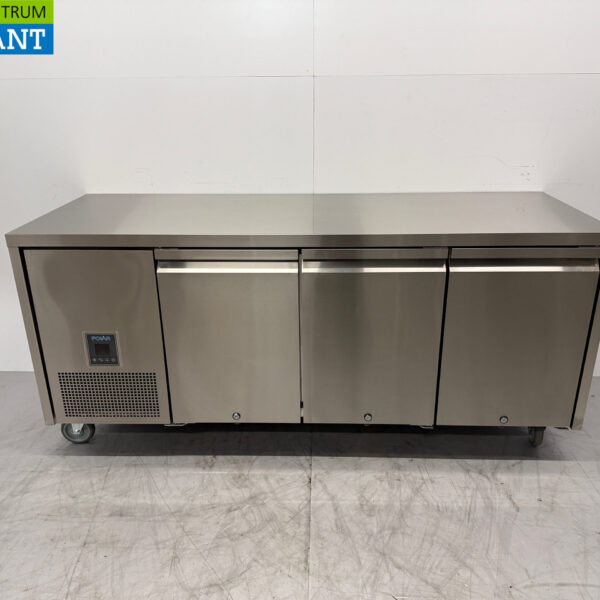 Stainless steel Polar Freezer Workbench 3 Doors 188.5 cm 230V Horeca
